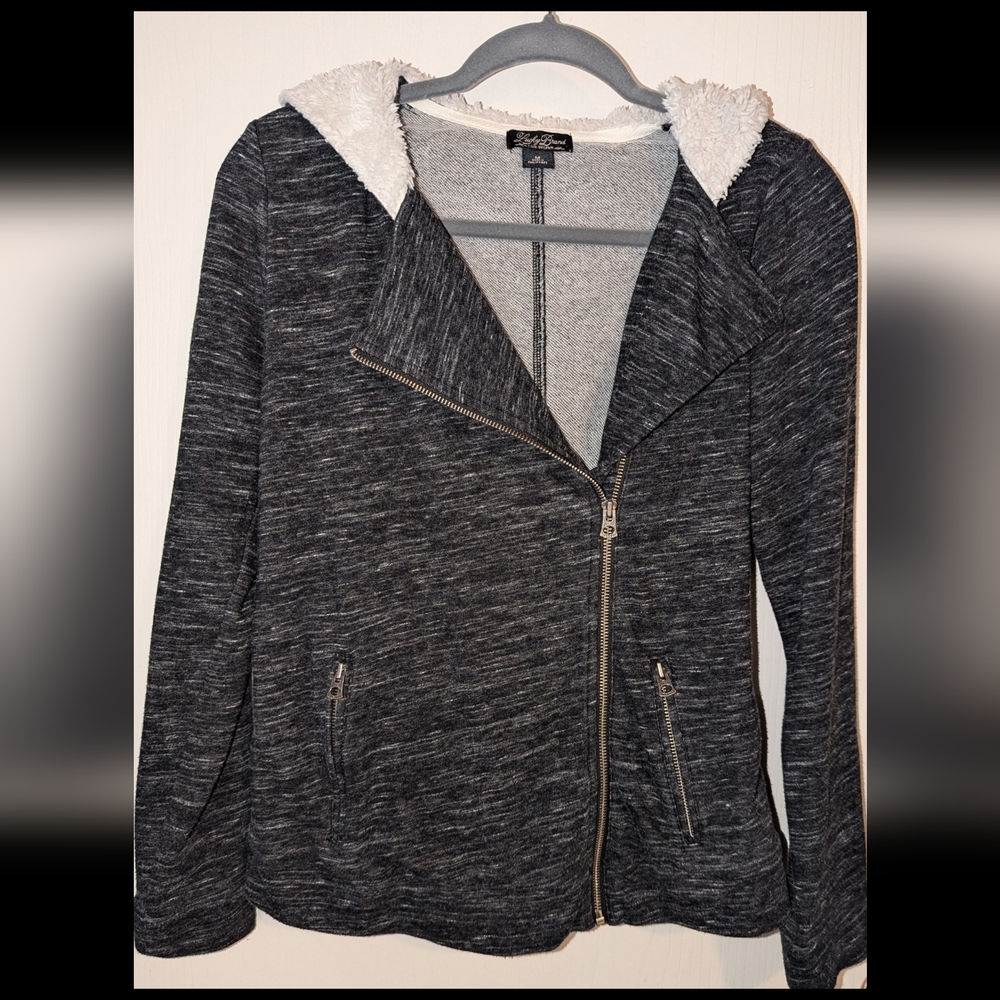 Lucky Brand Faux Fur Moto Hoodie Size Medium